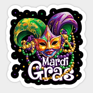 Happy Mardi Gras Carnival Party Mask BeadsKids Sticker